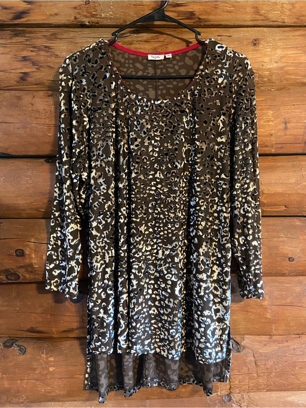 Simple size xl Animal Print Long Sleeve Tunic Top - Brown Leopard